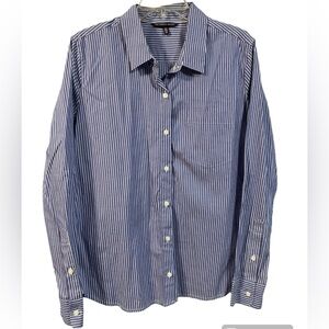 NWOT Victoria's Secret Blue and White Striped Button Down Shirt Size Large